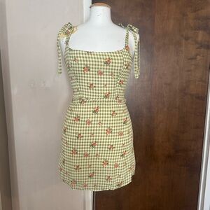 Reformation roarke floral gingham mini dress